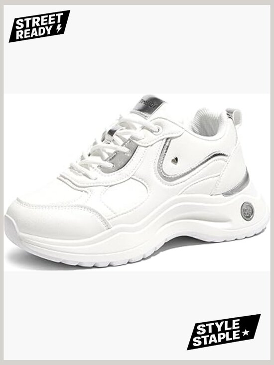Shoes - Chunky Platform Sneakers Non-Slip Lace-Up Cushion Walking Casual Work